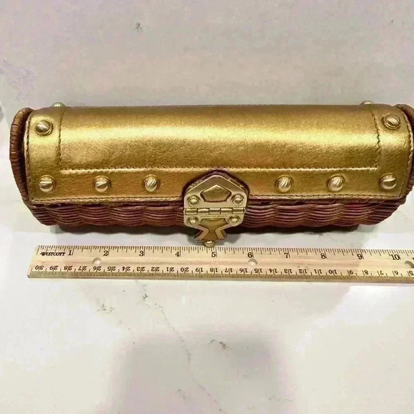 Michael Kors Santorini Gold Wicker Clutch - Picture 12 of 15